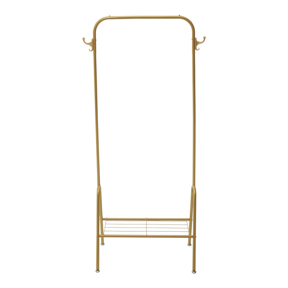 Gold Freestanding Clothes Rack with Bottom Shelf