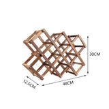Wood 10 Bottles Foldable Wine Rack Stand Storage Display Shelf, Brown