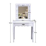 Makeup Dressing Table Stool Set with Square Led Mirror