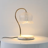 White 30.5cm Flower Shaped Glass Bedside Lamp