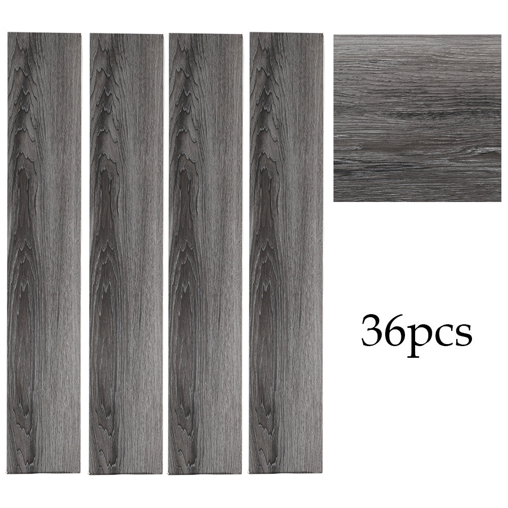Set of 36 Planks PVC Self-stick Waterproof Floor Flooring Plank, Dark Grey