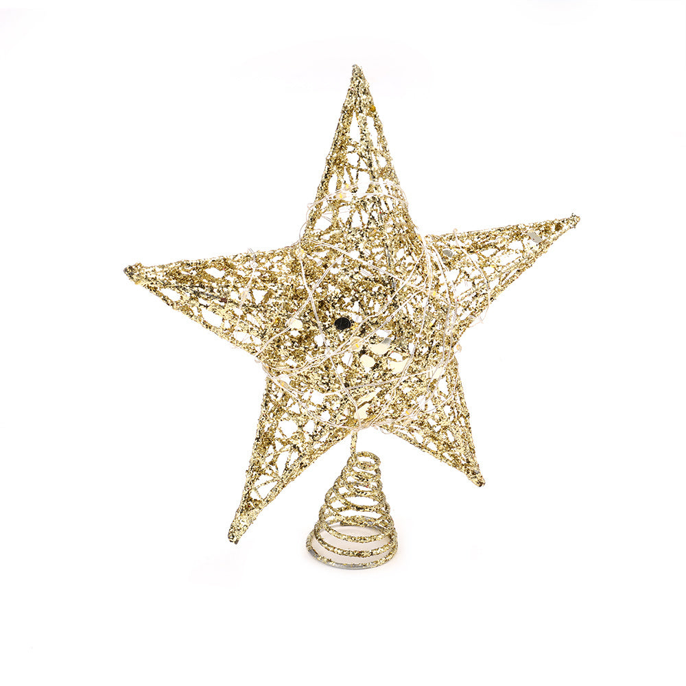 LED Light Up Christmas Tree Topper Star Xmas Ornament Home Party Decoration, Gold 25X28CM