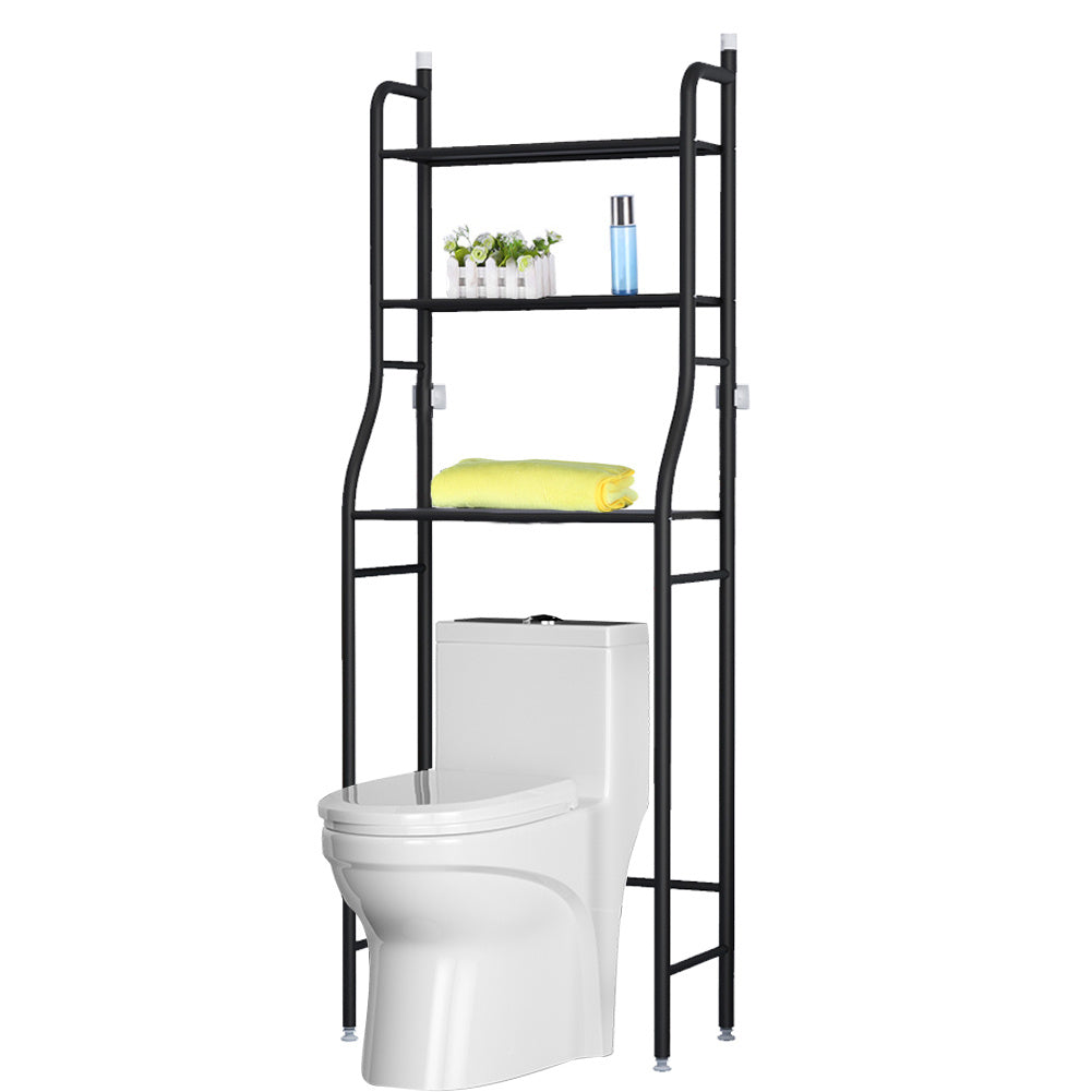 3 Tier Over the Toilet Bathroom Storage Space Holder Stand, Black