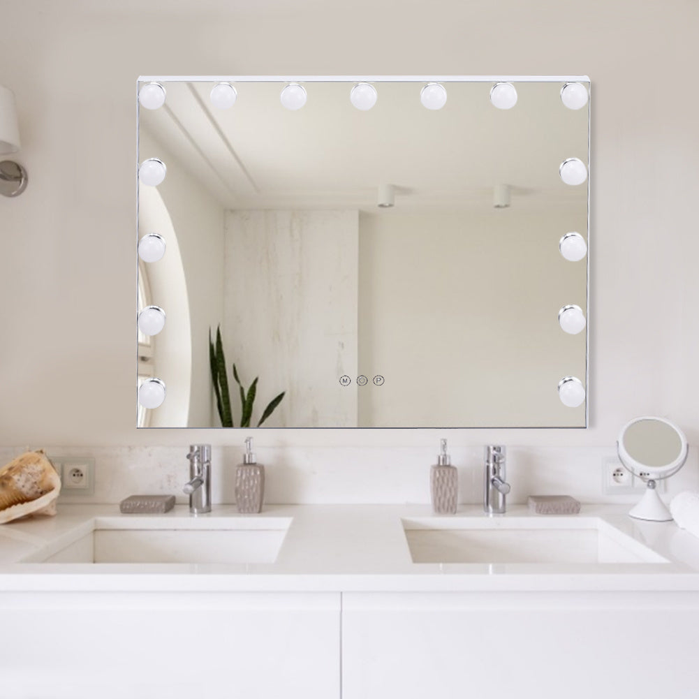 Makeup Dressing Mirror with Touch Sensor Dimmable 15 LED Lights
