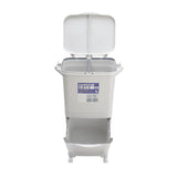 White Double-Layer Three-Compartment Trash Can with Wheels
