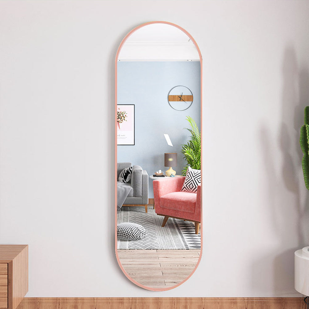 Modern Oval Metal Full Length Wall Mirror Rose Gold