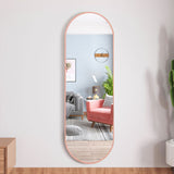 Modern Oval Metal Full Length Wall Mirror Rose Gold