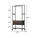 Double Rod Metal Clothes Rack with Laundry Basket