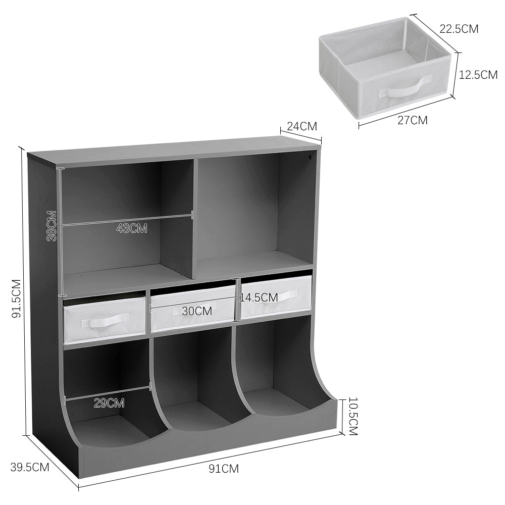 Kids Toy Storage Organizer Cabinet with Open Shelves and Drawers